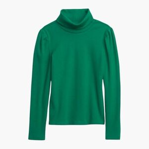 GAP KIDS Puff Sleeve Turtleneck Emerald Green Knit Top Tee Preppy Girls T-shirt